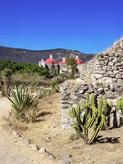 Cactuses Prints: Mitla Archaeological Site and San Pablo Church in the background
