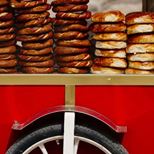 Bakery Prints: Mobile sales stall for pretzel at Taksim Square, Istanbul, Turkey