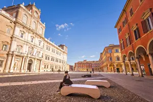Emilia Prints: Modena, Emilia Romagna, Italy. Piazza Roma and Military Academy building