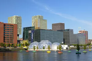 Modern architecture and floating forest, Rotterdam, Zuid Holland, Netherlands