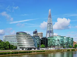 Modern Architecture by the Queens Walk, City Hall and The Shard, London, England, United Kingdom