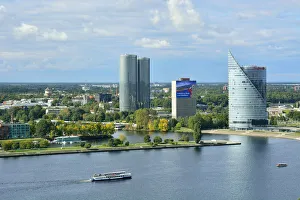 Modernity Prints: Modern buildings near the Daugava river. Riga, Latvia