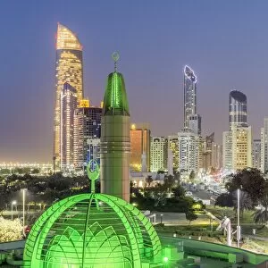 Wealth Gallery: Modern city skyline, Abu Dhabi, United Arab Emirates, UAE
