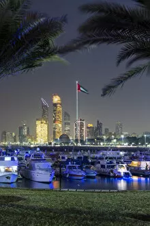 Images Dated 4th July 2017: Modern city skyline and Marina, Abu Dhabi, United Arab Emirates, UAE