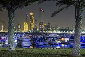 Images Dated 4th July 2017: Modern city skyline and Marina, Abu Dhabi, United Arab Emirates, UAE