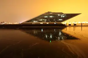 Dockland Prints: A modern office building in Hamburg on the River Elbe, Germany