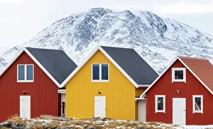 Troms Prints: Modern timber fishermen's huts (rorbu), Sommeroy, near Tromso, Norway