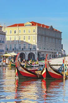 Aveiro District Prints: Moliceiro boats floating on Aveiro main canal, Aveiro, Portugal