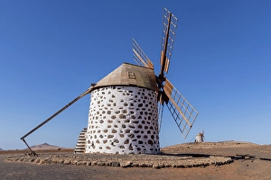 Tefia Prints: Molino de Tefia, Traditional windmill in Tefia, Fuerteventura, Canary Islands, Spain