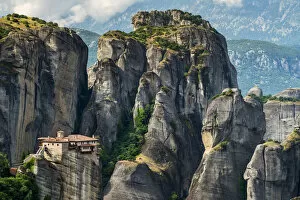 Images Dated 15th June 2017: Monastery of Moni Agias Varvaras Roussanou with spectacular massive rocky pinnacles