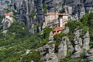 Monastery of Moni Agias Varvaras Roussanou with spectacular massive rocky pinnacles