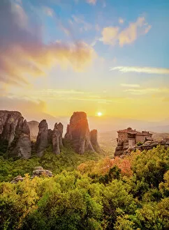 Images Dated 1st September 2022: Monastery of Rousanou at sunset, Meteora, Thessaly, Greece