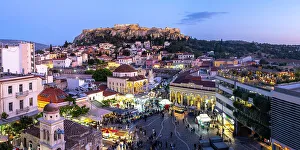 Parthenon Prints: Monastiraki Square with the Acroplois and Parthenon behind, Athens, Greece