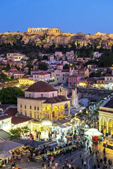 Parthenon Prints: Monastiraki Square with the Acroplois and Parthenon behind, Athens, Greece