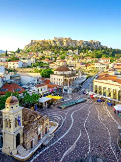 Agean Prints: Monastiraki Square, Scenic Streets of old Town, Plaka District, Athens, Greece