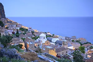 Mainland Prints: Monemvasia at Dusk, Laconia, The Peloponnese, Greece, Southern Europe