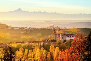 Images Dated 1st June 2023: Monferrato hills with foliage and view of Costigliole d'asti, Costigliole d'asti, Piedmont, Italy