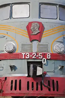 Locomotives Prints: Mongolia, Ulaanbaatar, Old Locomotives outside Ulaanbaatar railway station