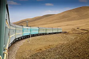 Ulaanbataar Prints: Mongolia, Ulaanbaatar, Trans Mongoian railway - approaching Ulaanbaatar