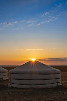 Camp Prints: A mongolian ger in campsite, Mongolia, Mongolian, Asia, Asian