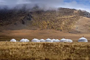 Camp Prints: A mongolian ger in campsite, Terkhiin Tsagaan Nuur National Park, Mongolia, Mongolian