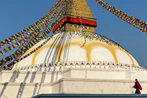 Images Dated 14th September 2023: Monk at Boudhanath Stupa, Kathmandu, Nepal