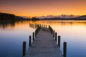 Jetty Gallery: Monk Jetty at Sunset, Coniston Water, Lake District National Park, Cumbria, England