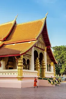 Monk Prints: Monk walking at the Wat Ong Teu, Vientiane (capital city), Laos