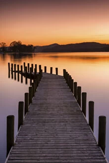 Serene Collection: Monks Head Jetty at Sunset, Lake District National Park, Cumbria, England
