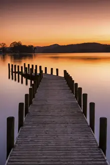 Monks Head Jetty at Sunset, Lake District National Park, Cumbria, England
