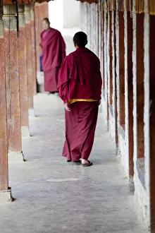 Monks at the Kharchhu Monastery near Chamkar Bhutan