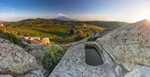 Mediterranean Area Prints: Montalbano Elicona, Messina. Panoramic view of the Meghalitic site called Rocche