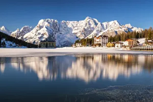 Monte Cristallo Reflecting in Lake Misurina, Dolomites, Belluno, Italy
