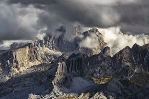 Monte Pelmo Averau and Ra Gusela viewed from Lagazuoi during summer, Dolomiti di Zoldo, Belluno, Veneto, Italy