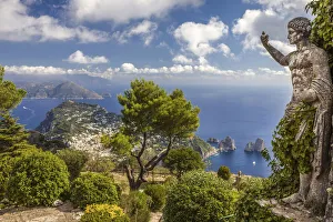 Faraglioni Prints: Monte Solaro with Augustus statue, Anacapri, Capri, Gulf of Naples, Campania, Italy