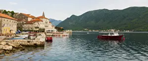 Poeple Prints: Montenegro, Bay of Kotor, Kotor. View over Perast harbour and St Nikola Church
