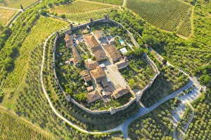 Tuscany District Prints: Monteriggioni, during a hot summer afternoon, municipality of Monteriggioni
