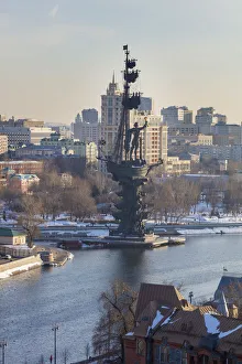 View From Above Prints: Monument to Peter the Great, cityscape, Moscow, Russia
