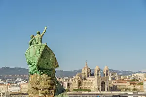 Marseille Prints: Monument to the Victims and Heros of the Sea and Marseille Cathedral in the background