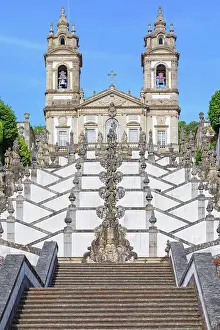 Staircase Prints: Monumental baroque stairway leading Bom Jesus do Monte church