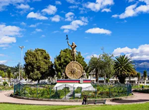 Images Dated 9th October 2018: Monumento al General Ruminahui y las Diosas del Sol, Otavalo, Imbabura Province, Ecuador