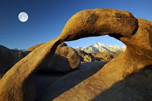 Alabama Hills Prints: Full Moon over Alabama Arch, Alabama Hills, Lone Pine, California, USA