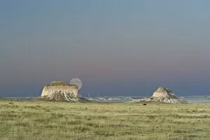 American West Collection: Moon rising over Pawnee National Grassland, Colorado, USA