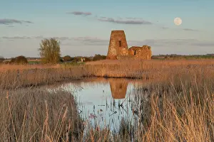 Reflect Prints: Full Moon over St. Benet's Abbey, Norfolk Broads National Park, Norfolk, England