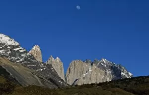 Northern Patagonia Gallery: Moon over the Towers of Paine from Camping Torres