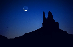 Mesa Prints: The Moon and Venus rise over the Mittens