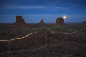 Butte Prints: Moonlight at Monument Valley, Utah, Arizona, North America, USA