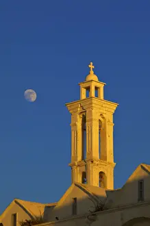 Kyrenia Prints: Moonrise over Archangelos Church, Kyrenia, North Cyprus