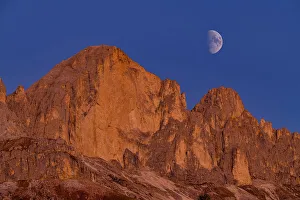 Rosengarten Prints: Moonrise over Rosengarten Range, Trentino-Alto Adige, Italy