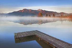 Upper Bavaria Prints: Moor lake and boardwalk - Germany, Bavaria, Upper Bavaria, Bad Tolz-Wolfratshausen